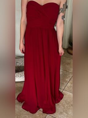 Ralph Lauren Strapless Deep Red Evening Gown